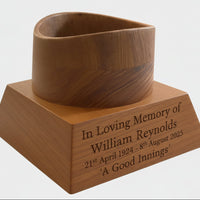 Handcrafted Timber Stand for Football Urn with example engraving