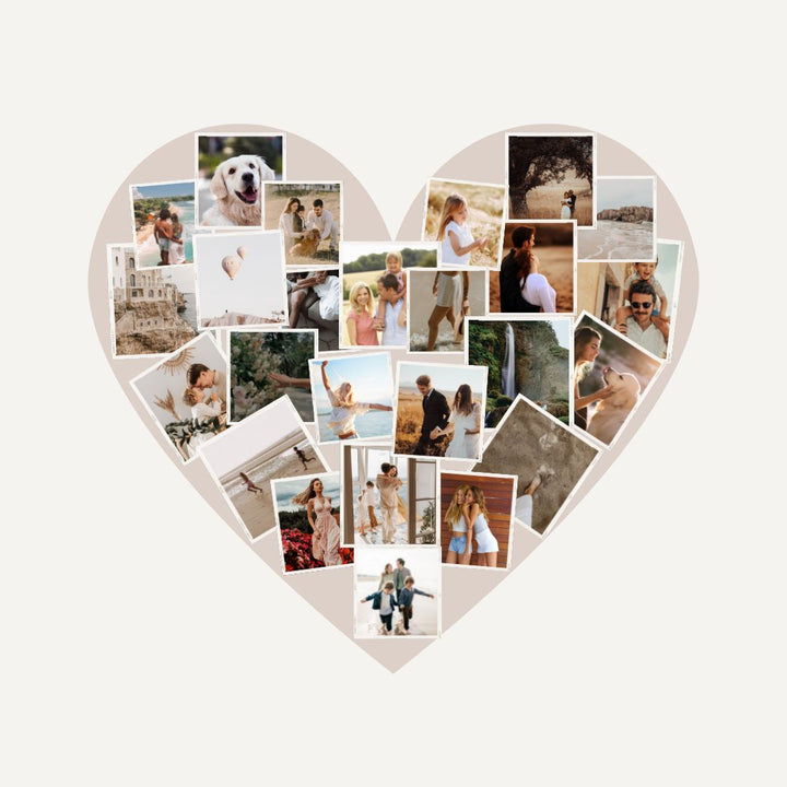 heart shaped collage of memorial photos