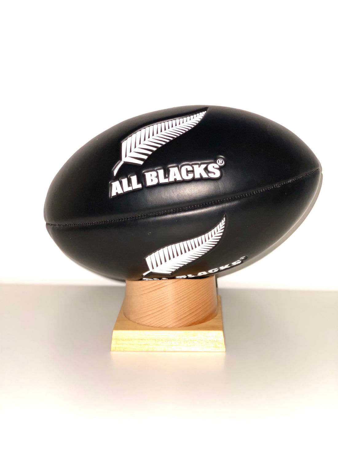 All Blacks Football Urn for Ashes with personalised timber display stand