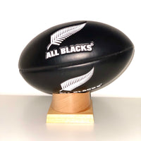 All Blacks Football Urn for Ashes with personalised timber display stand