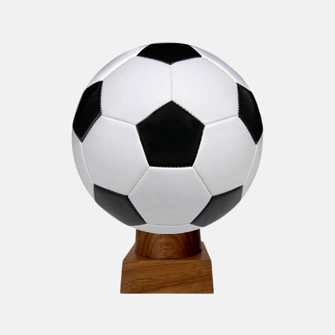 Plain Black & White Soccer Cremation Urn