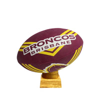 Broncos Ball Urn for Ashes with personalised timber display stand