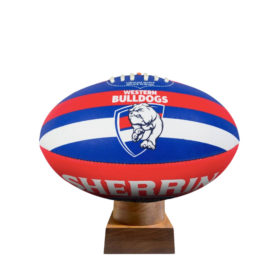 Western Bulldogs Urn for Ashes with personalised timber display stand