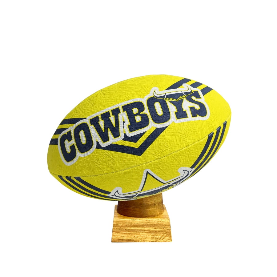 Cowboys Football Urn for Ashes with personalised timber display stand