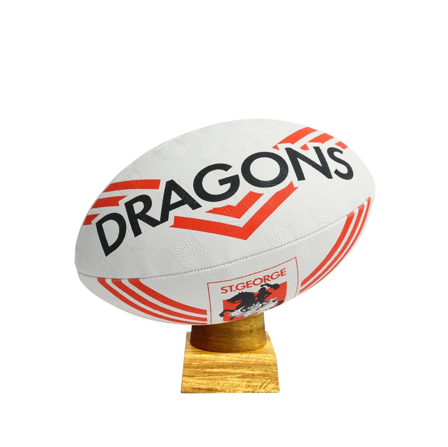 St George Dragons Football Urn for Ashes with personalised timber display stand