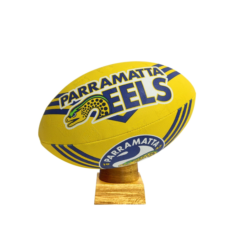 Parramatta Eels Football Urn for Ashes with personalised timber display stand