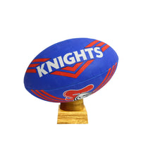 Newcastle Knights Football Urn for Ashes with personalised timber display stand