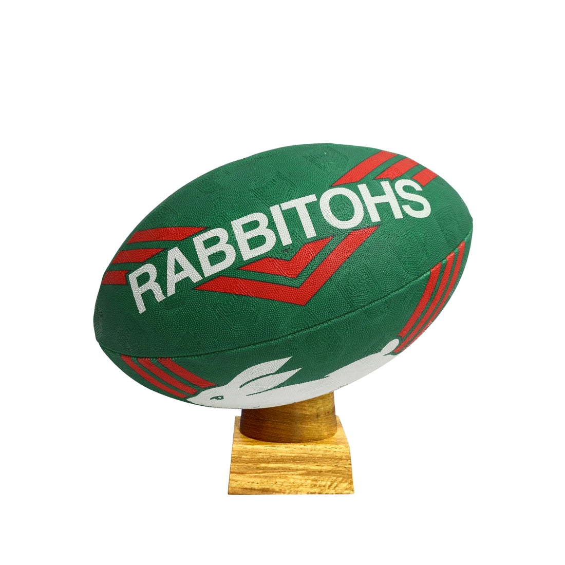 South Sydney Rabbitohs Football Urn for Ashes with personalised timber display stand