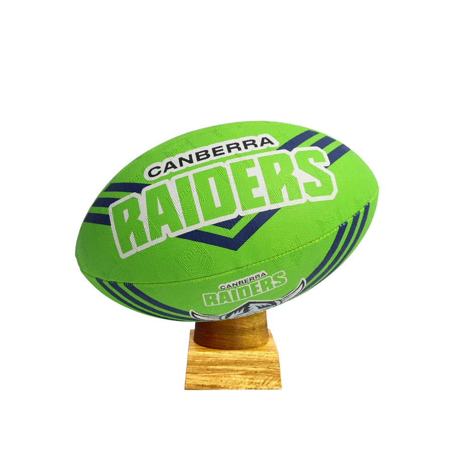 Canberra Raiders Football Urn for Ashes with personalised timber display stand