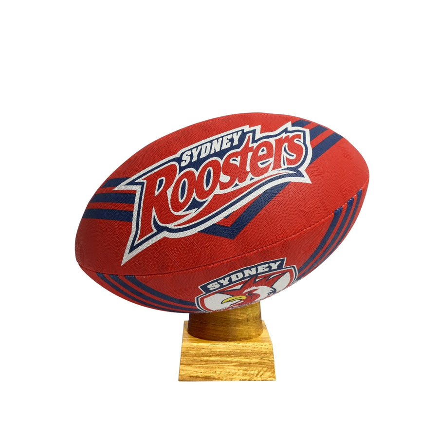 Sydney Roosters Football Urn for Ashes with personalised timber display stand