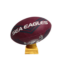 Manly Warringah Sea Eagles Football Urn for Ashes with personalised timber display stand